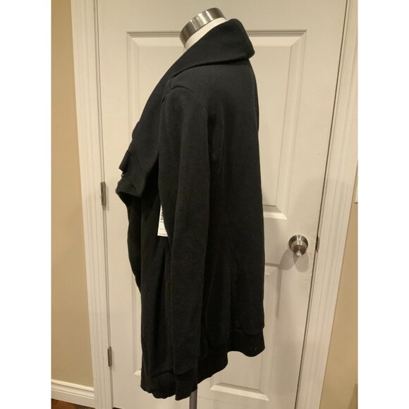 Allsaints Open Front Black Dahlia Sweat Cardigan W/ Zipper Collar, Size Small - Picture 4 of 9